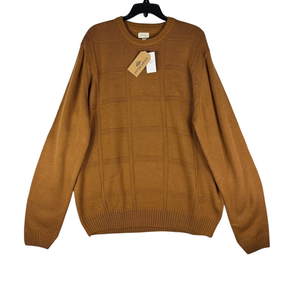 Eight Bells Mens Camel Waffle Knit Crew Neck Sweater XL MM30524-NX-1 NEW